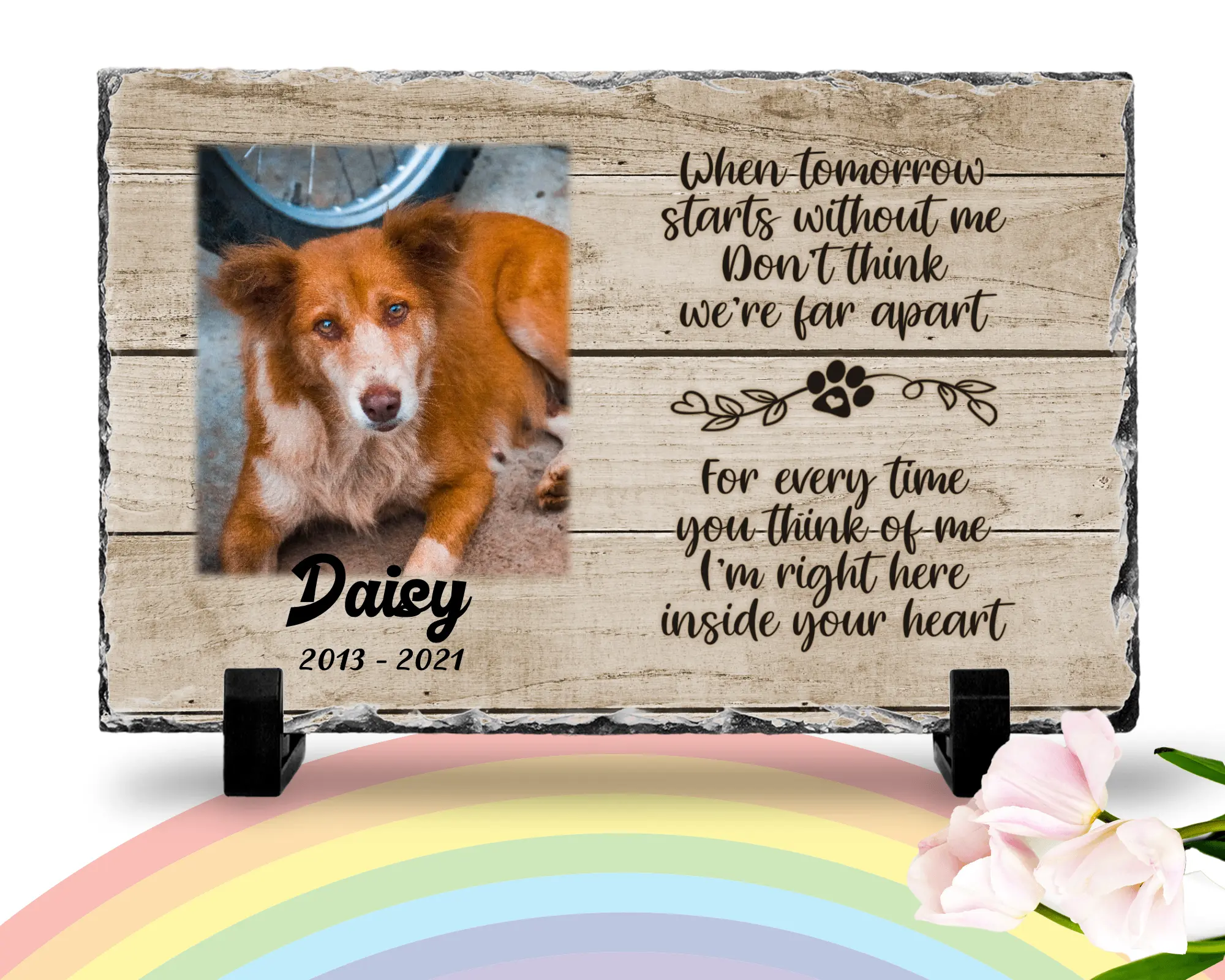 Personalized Dog Memorial When Tomorrow Starts without me Personalized Picture Keepsake