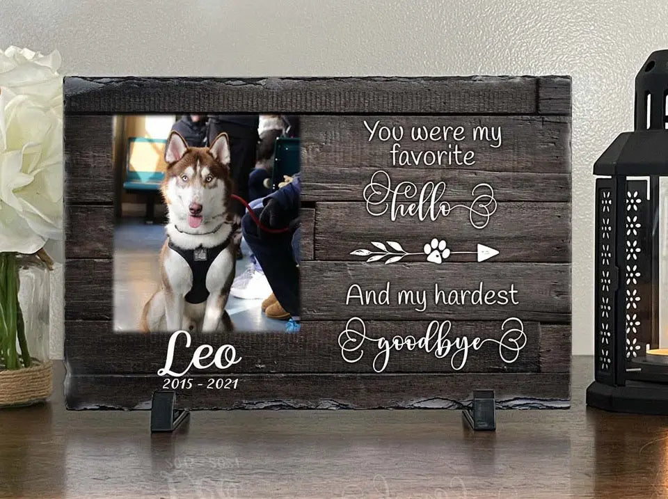 Personalized Dog Memorial You Were My Favorite Hello and My Hardest Goodbye Personalized Picture Keepsake