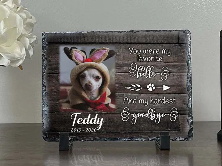 Personalized Dog Memorial You Were My Favorite Hello and My Hardest Goodbye Personalized Picture Keepsake