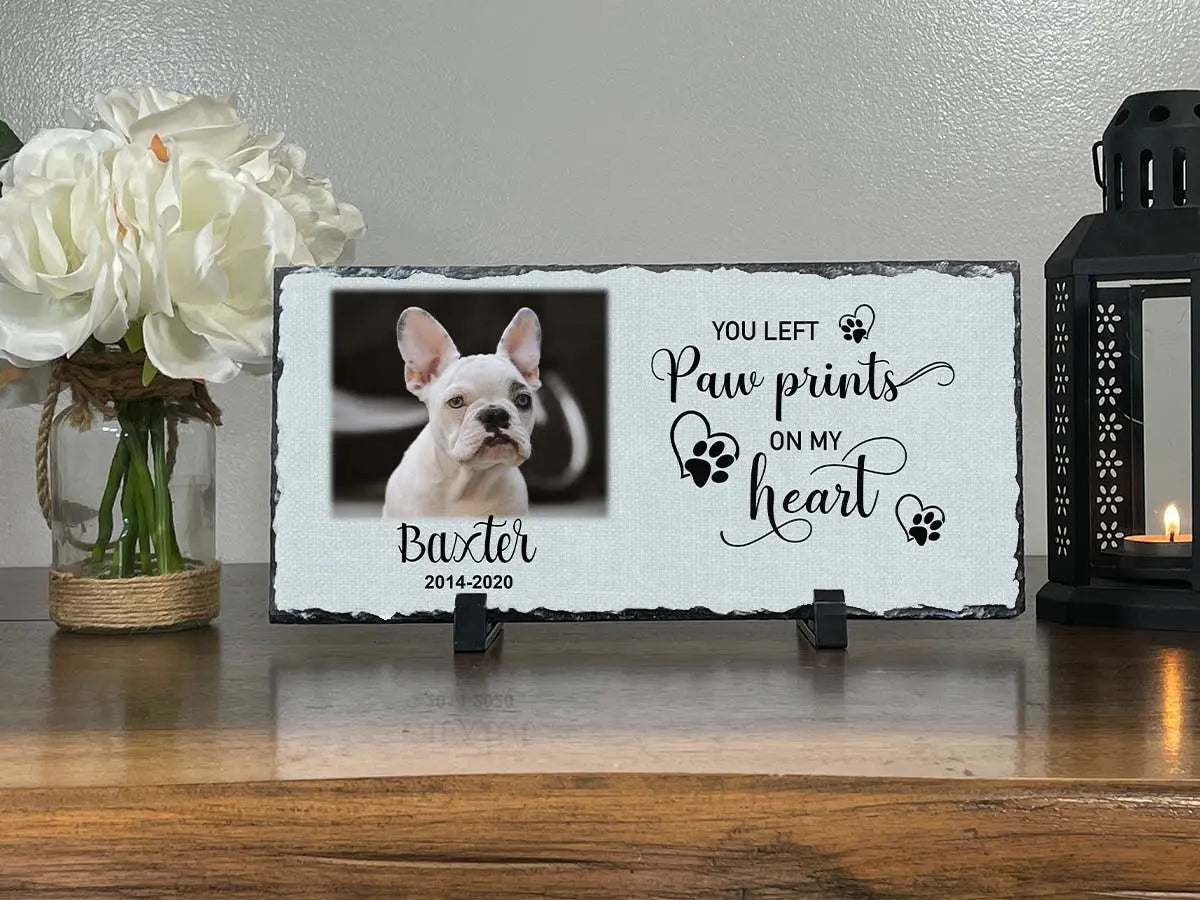 Personalized Dog Memorial You left paw prints on my heart Personalized Picture Keepsake