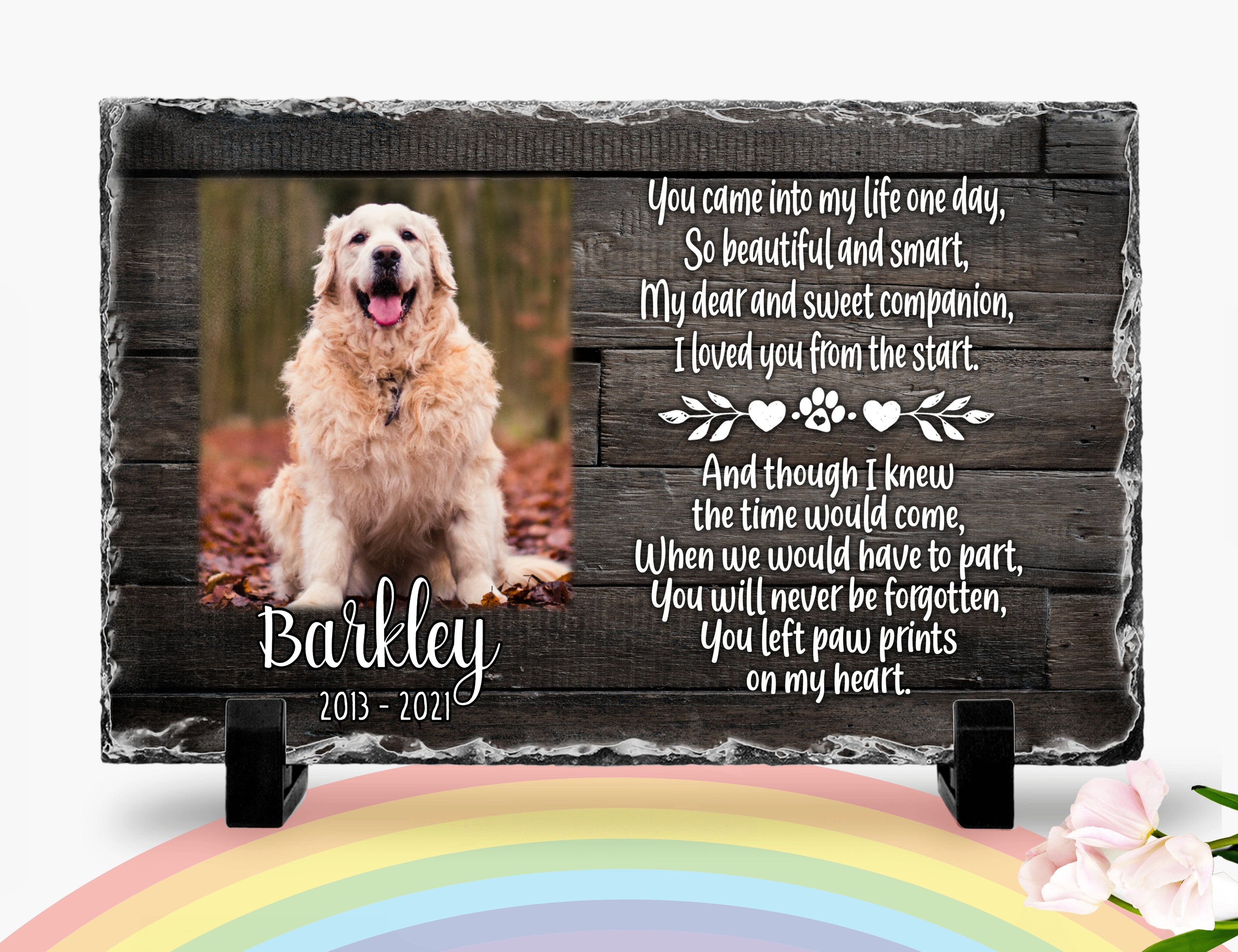 Personalized Dog Memorial You left paw prints on my heart Personalized Picture Keepsake