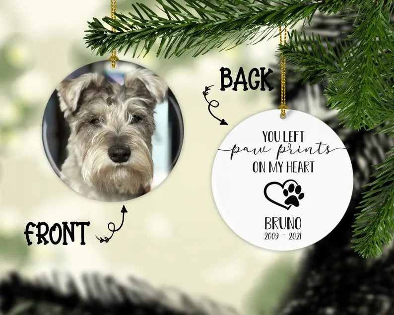 Personalized Dog Memorial Christmas Ornament You Left Paw Prints on my Heart Personalized Picture Keepsake — Diamond Painting Kit