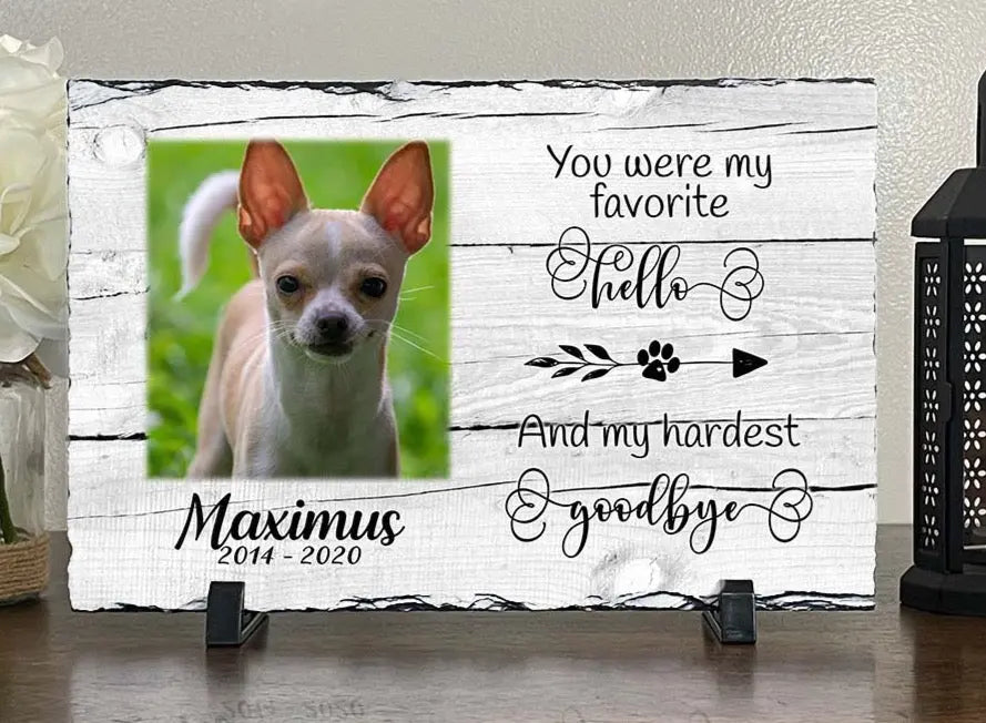 Personalized Dog Memorial Plaque You Were My Favorite Hello and My Hardest Goodbye Personalized Picture Keepsake