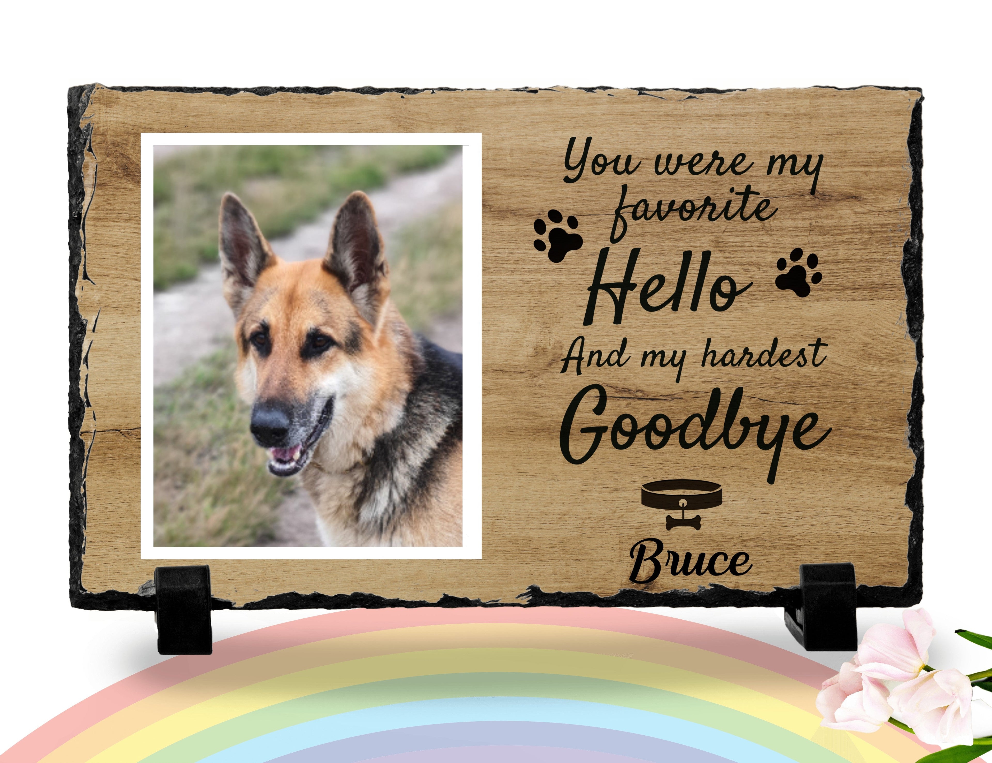 Personalized Dog Memorial Plaque You Were My Favorite Hello and My Hardest Goodbye Personalized Picture Keepsake