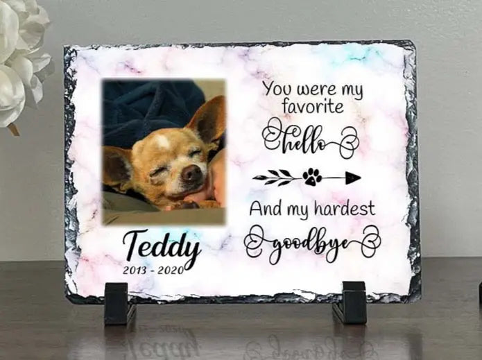 Personalized Dog Memorial Plaque You Were My Favorite Hello and My Hardest Goodbye Personalized Picture Keepsake
