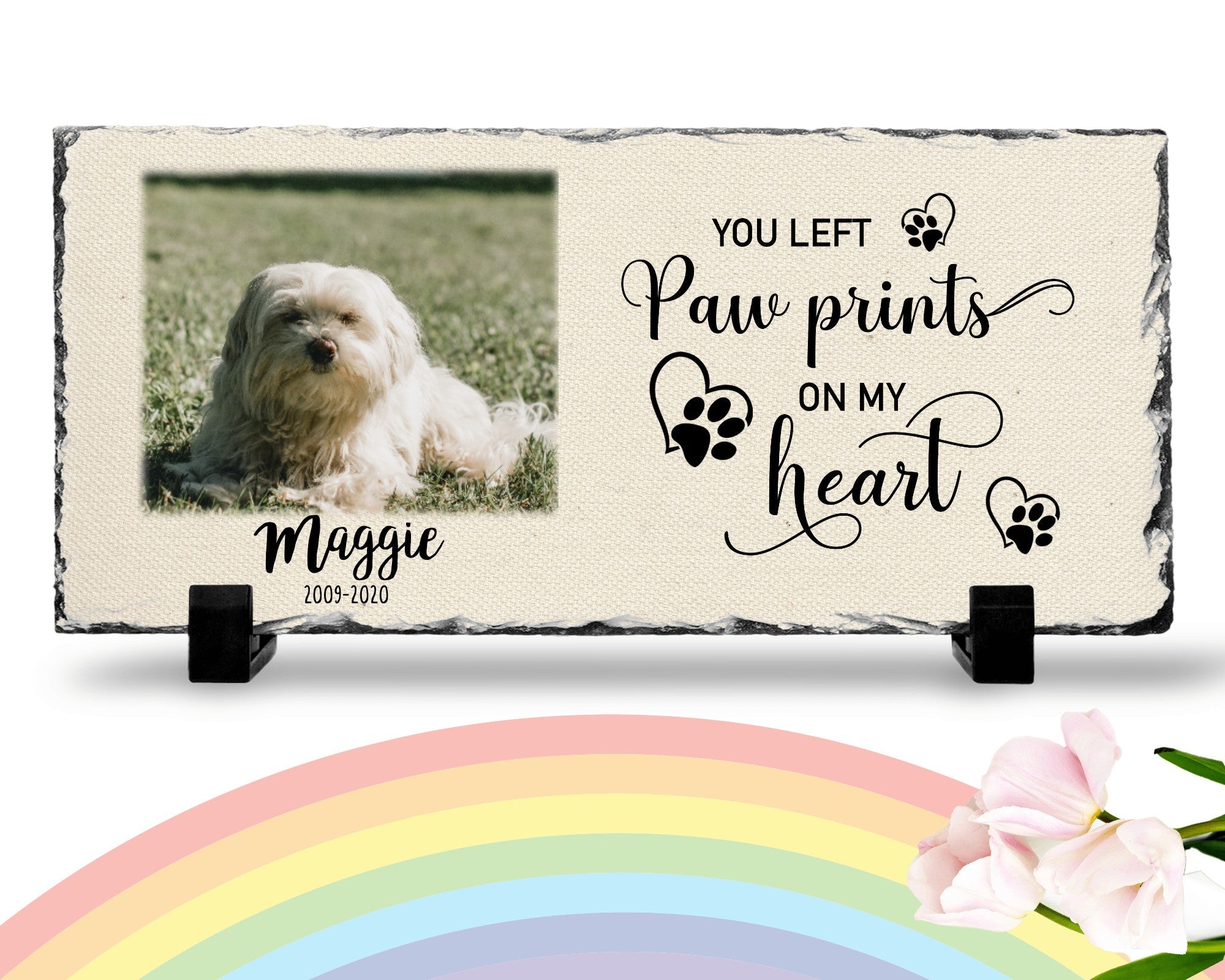 Personalized Dog Memorial Plaque You left paw prints on my heart Personalized Picture Keepsake