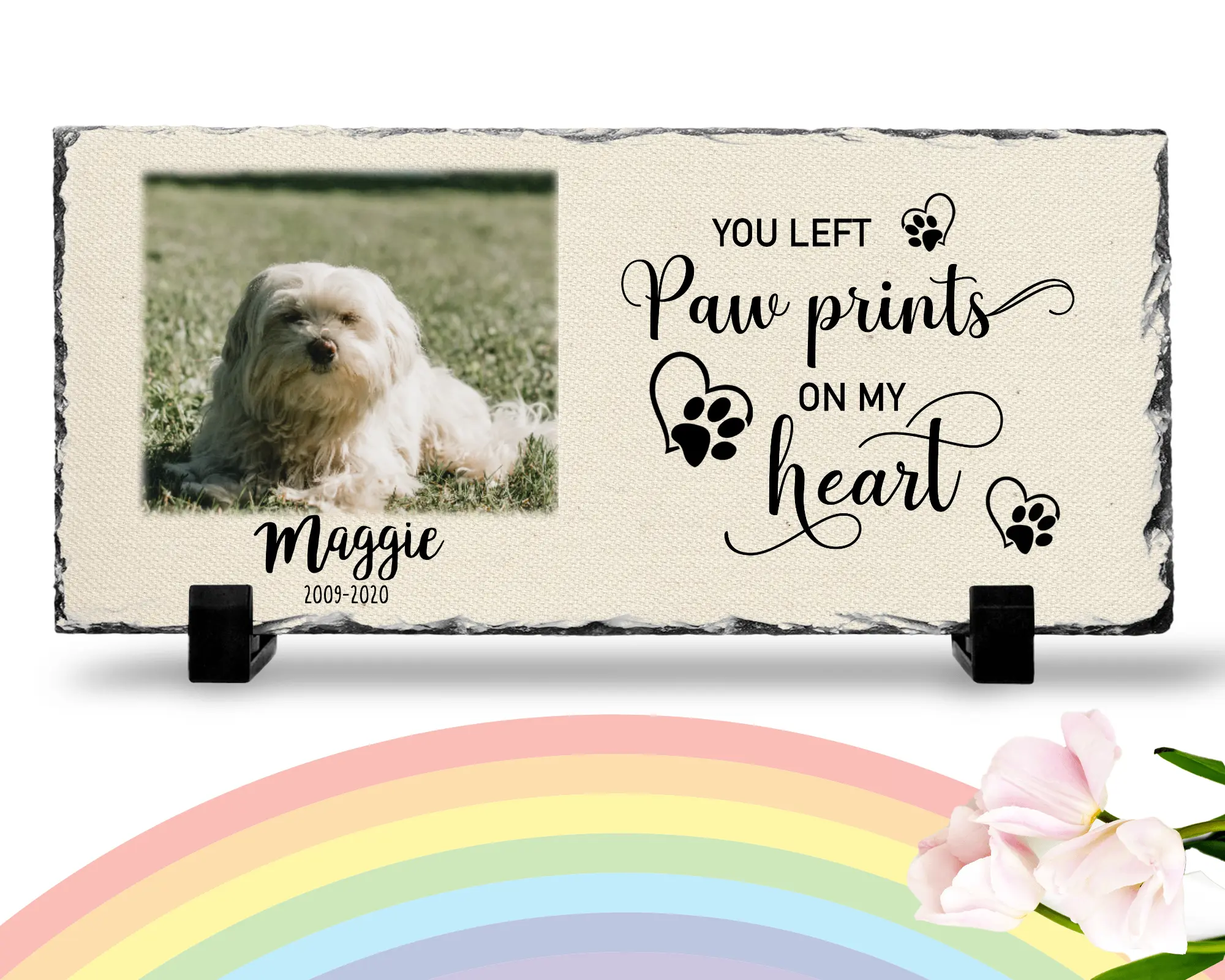 Personalized Dog Memorial Plaque You left paw prints on my heart Personalized Picture Keepsake