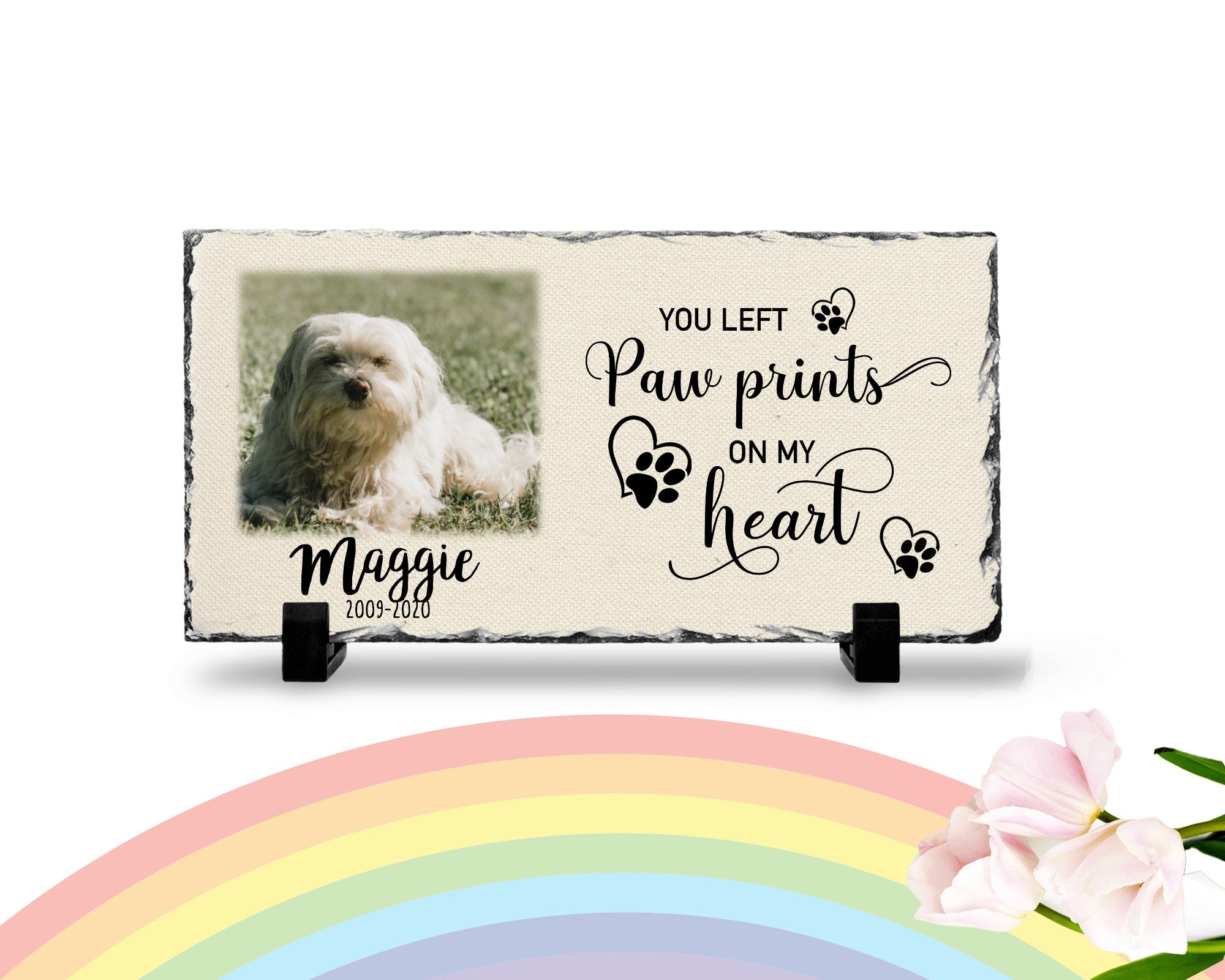 Personalized Dog Memorial Plaque You left paw prints on my heart Personalized Picture Keepsake