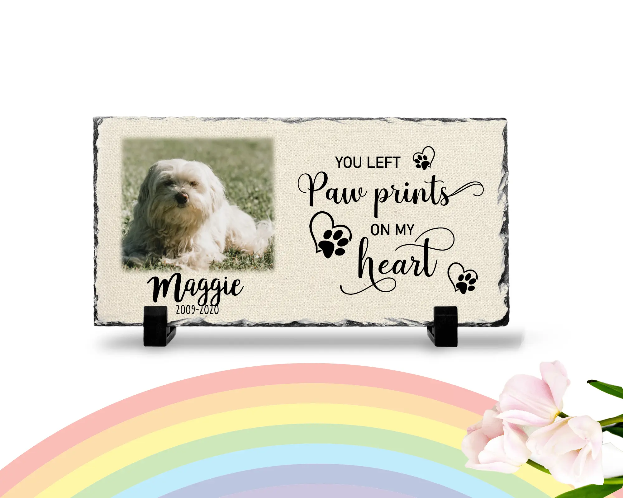 Personalized Dog Memorial Plaque You left paw prints on my heart Personalized Picture Keepsake