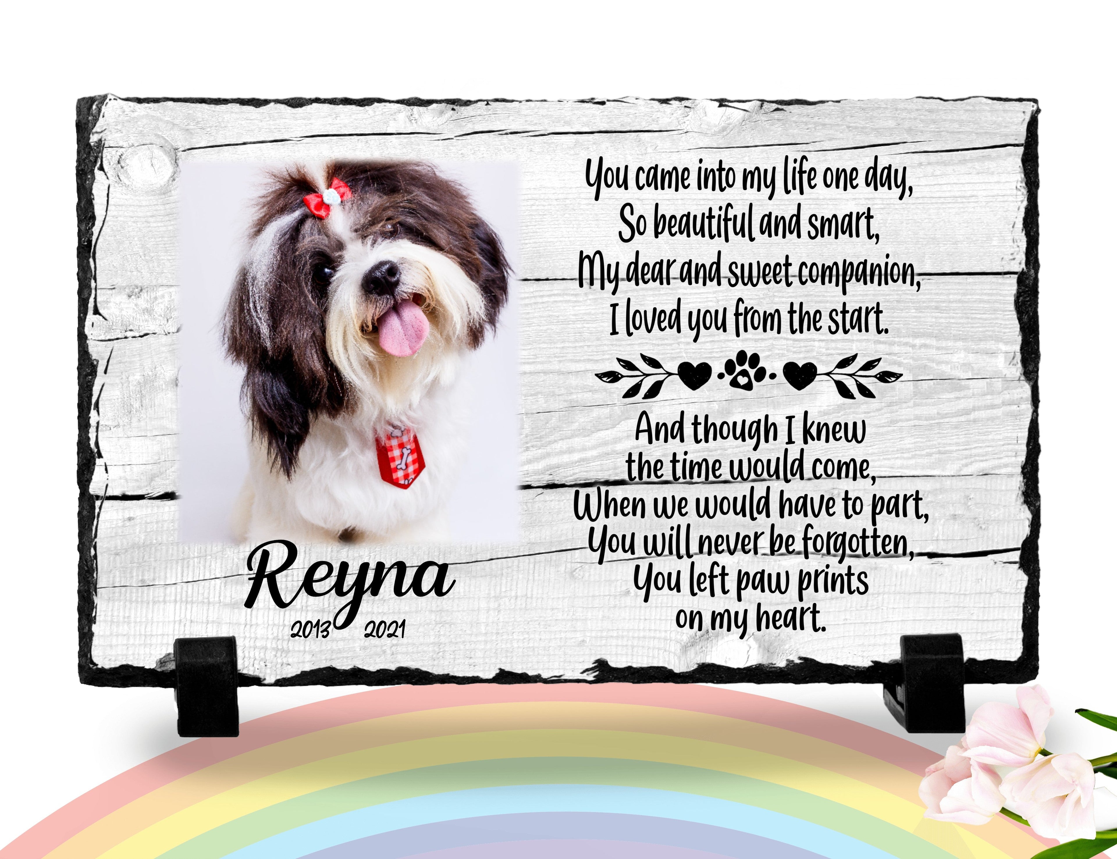 Personalized Dog Memorial Plaque You left paw prints on my heart Personalized Picture Keepsake