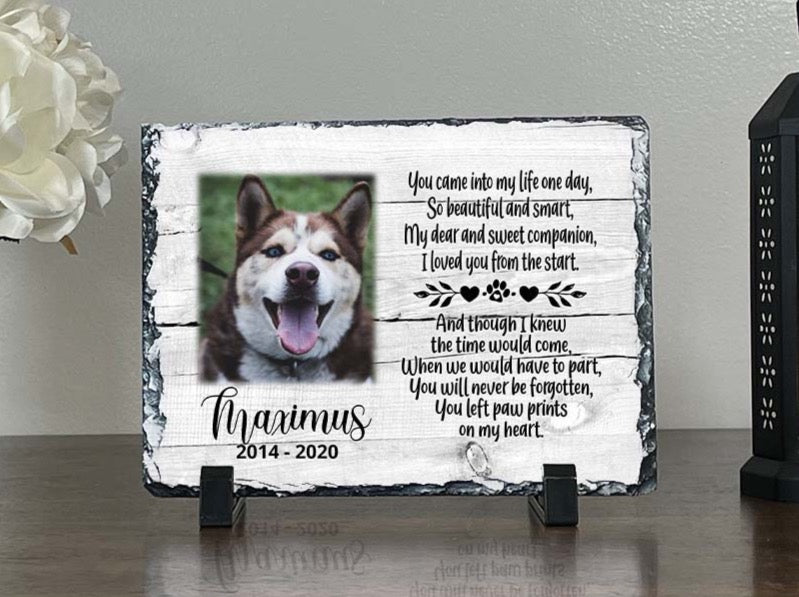Personalized Dog Memorial Plaque You left paw prints on my heart Personalized Picture Keepsake