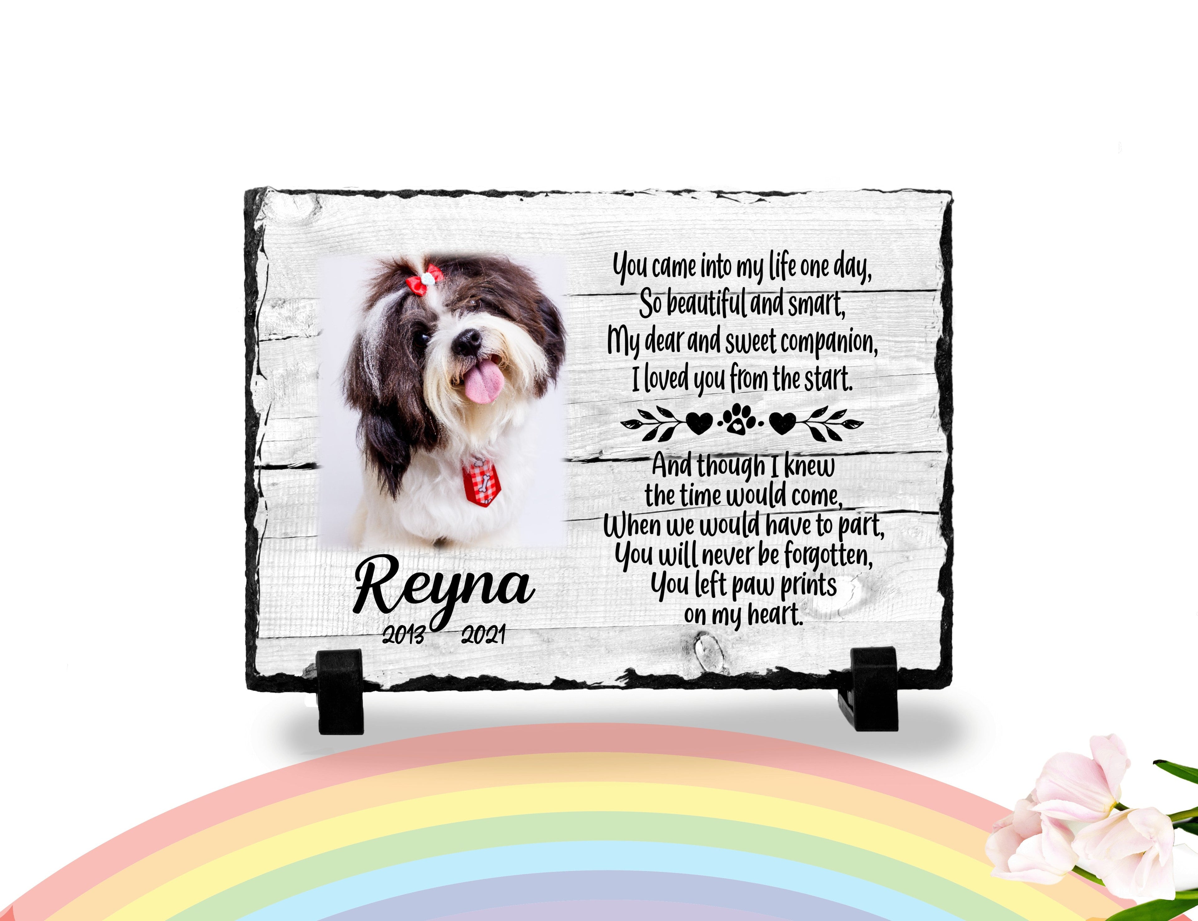 Personalized Dog Memorial Plaque You left paw prints on my heart Personalized Picture Keepsake
