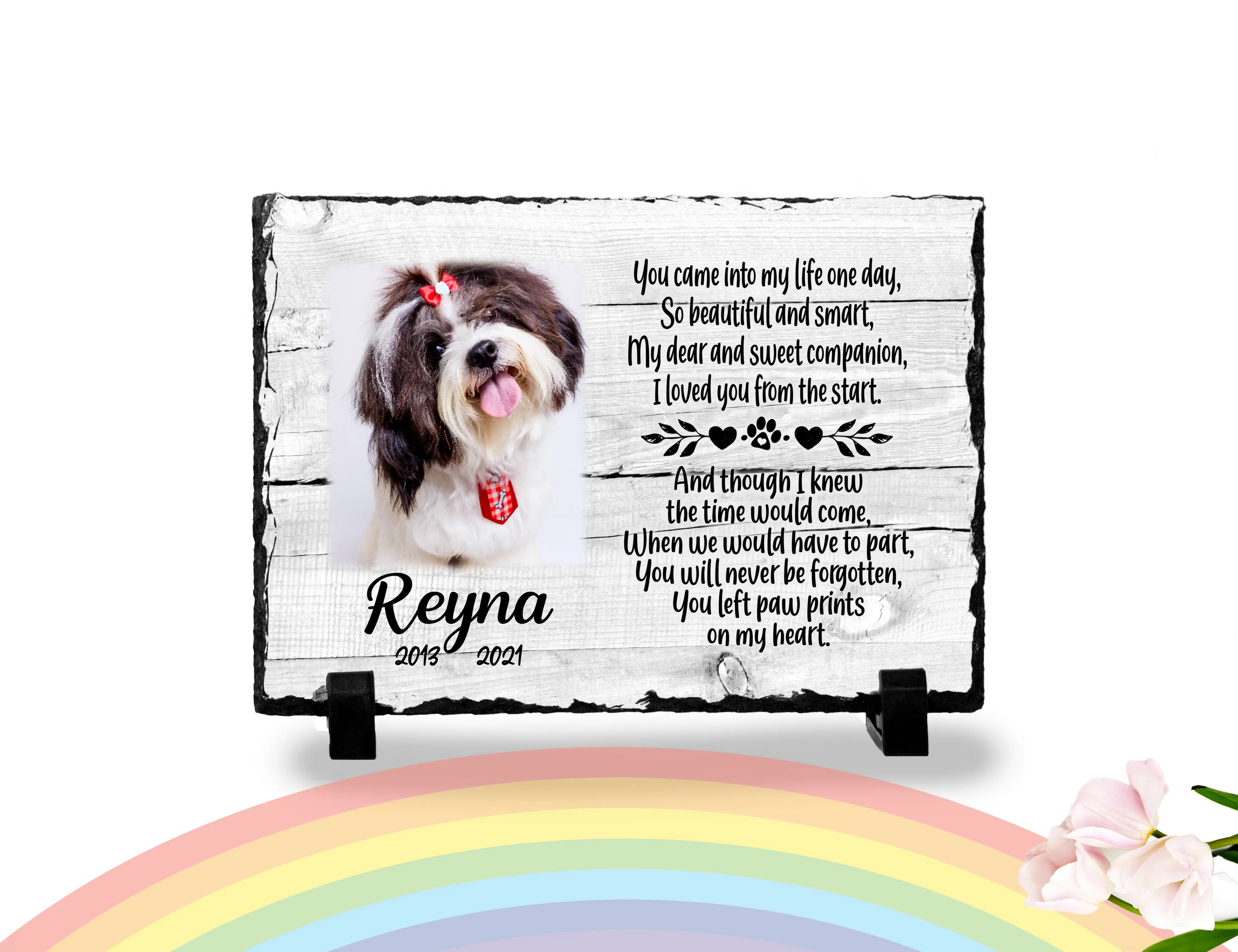 Personalized Dog Memorial Plaque You left paw prints on my heart Personalized Picture Keepsake