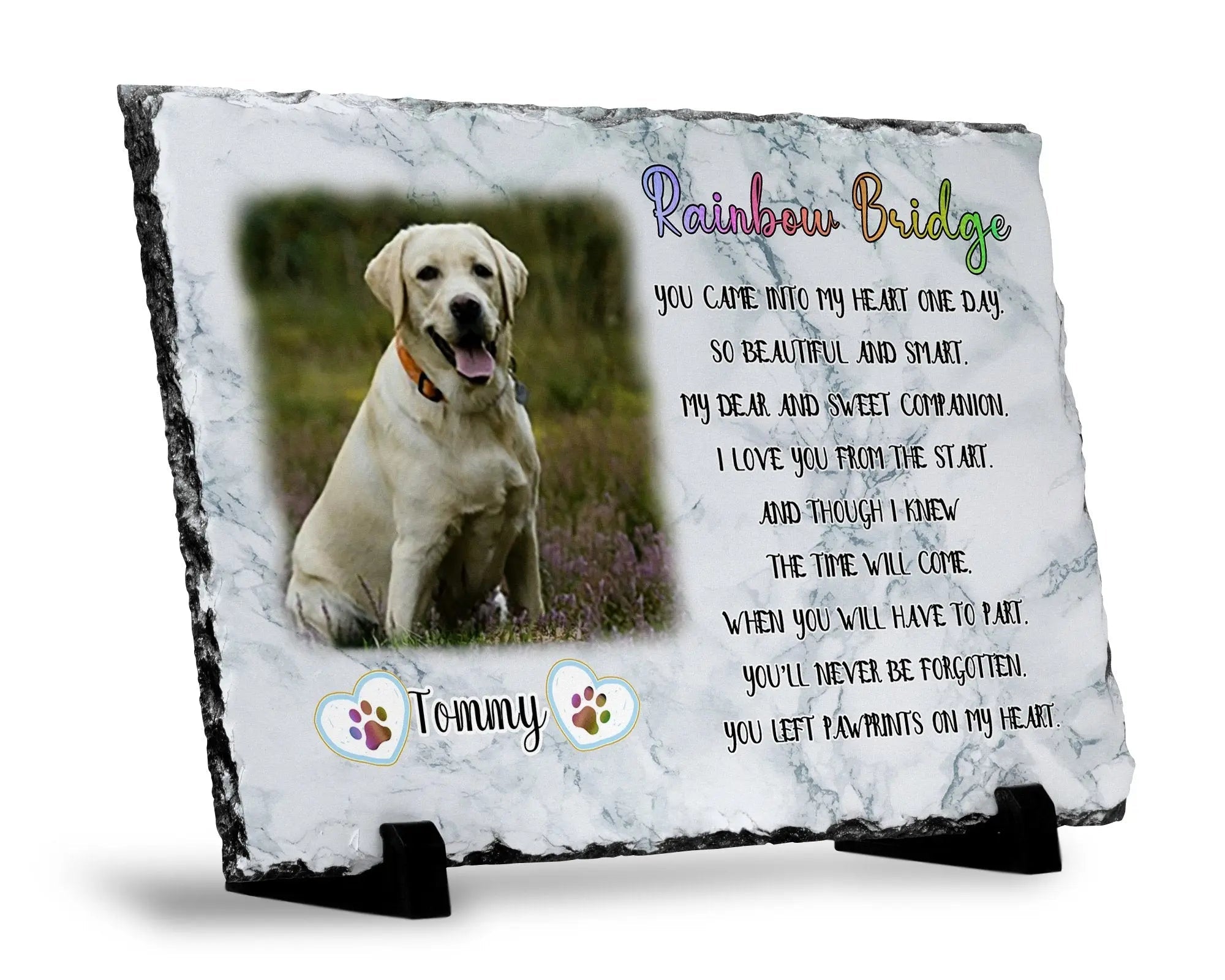 Unique sympathy gift Personalized Dog Memorial Plaque You left paw prints on my heart Picture Keepsake