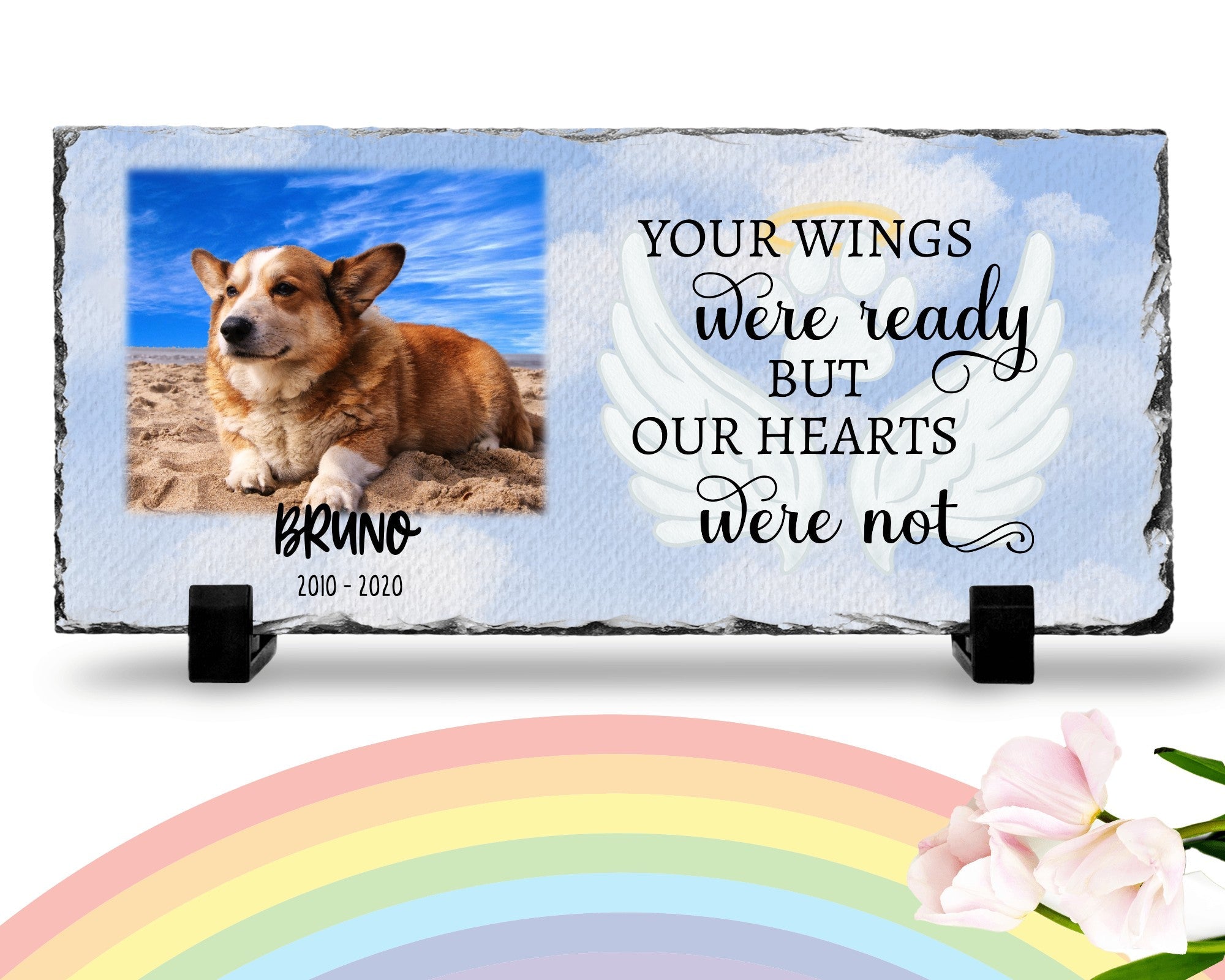Personalized Dog Memorial Plaque Your wings were but our hearts were not Personalized Picture Keepsake