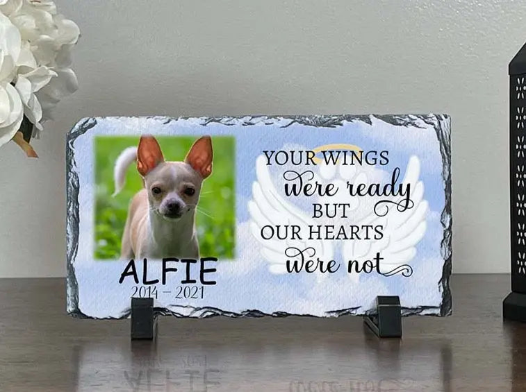 Personalized Dog Memorial Plaque Your wings were but our hearts were not Personalized Picture Keepsake