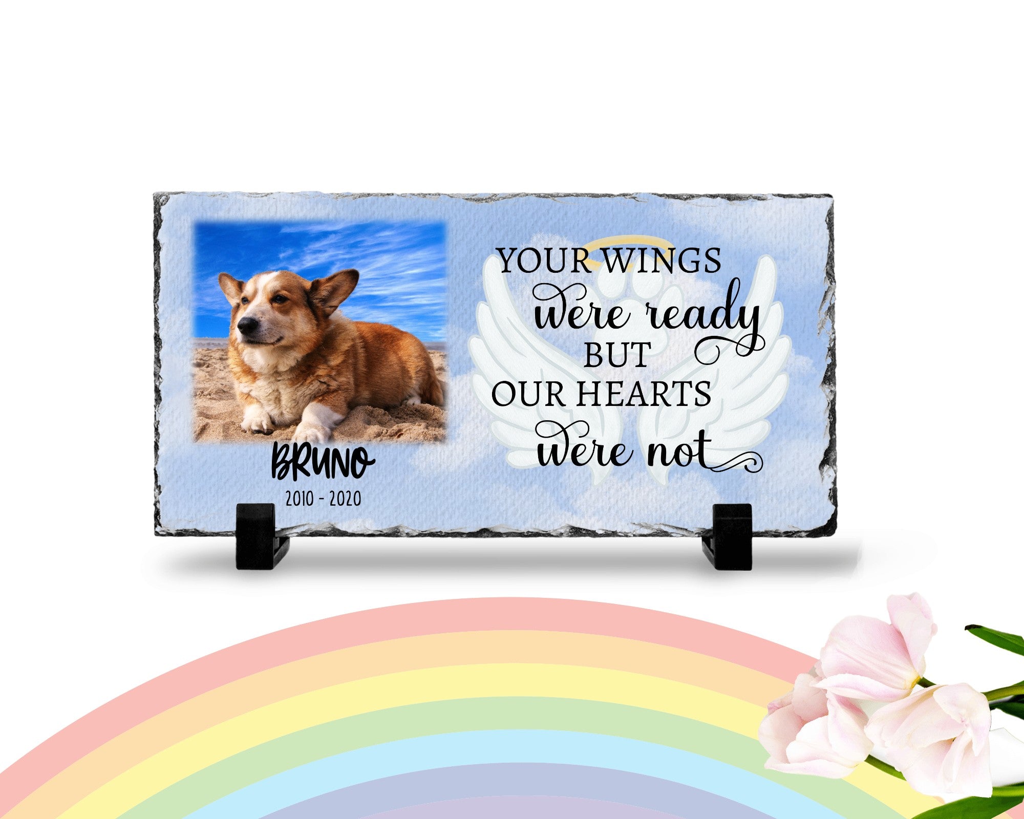 Personalized Dog Memorial Plaque Your wings were but our hearts were not Personalized Picture Keepsake