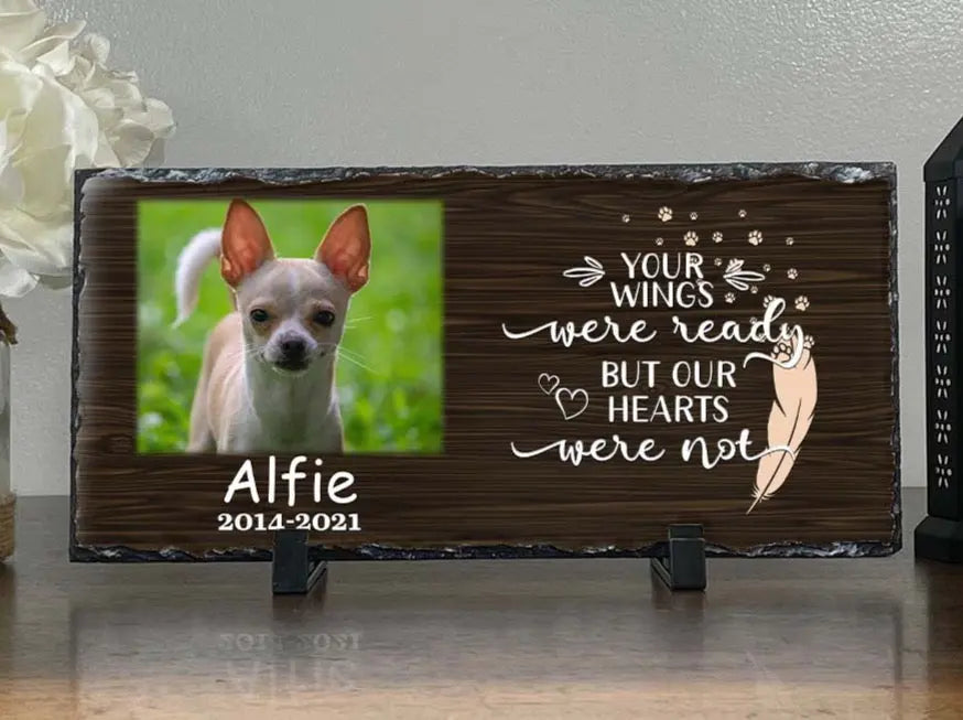 Personalized Dog Memorial Plaque Your wings were but our hearts were not Personalized Picture Keepsake