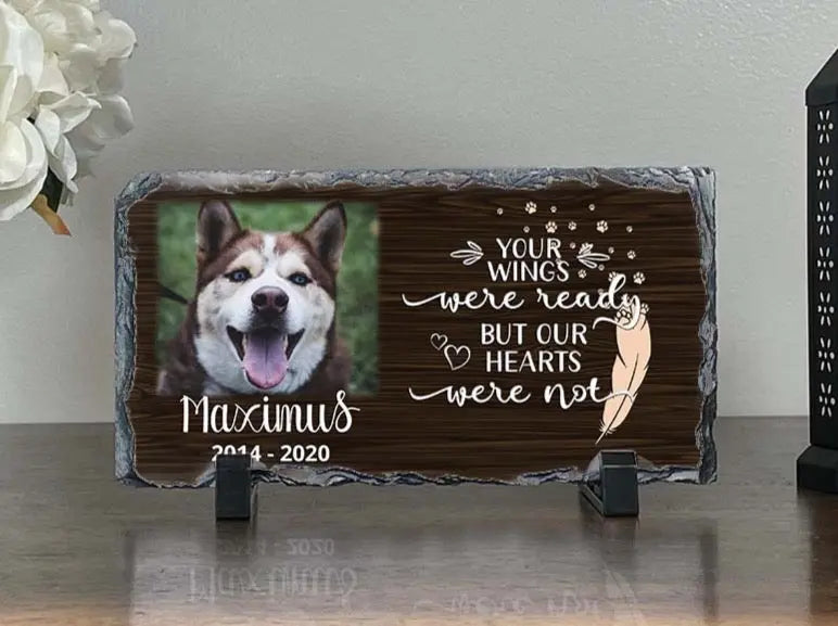 Personalized Dog Memorial Plaque Your wings were but our hearts were not Personalized Picture Keepsake