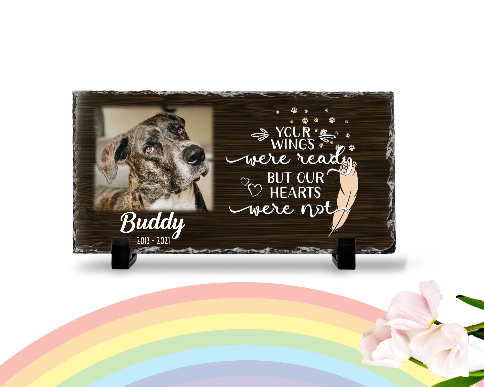Personalized Dog Memorial Plaque Your wings were but our hearts were not Personalized Picture Keepsake