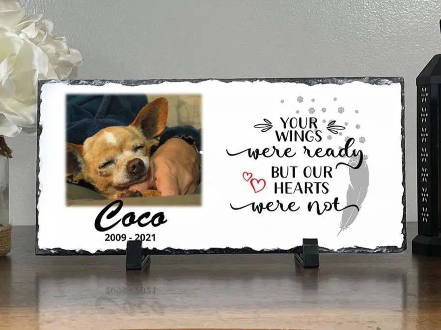 Personalized Dog Memorial Plaque Your wings were but our hearts were not Personalized Picture Keepsake