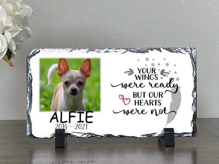 Personalized Dog Memorial Plaque Your wings were but our hearts were not Personalized Picture Keepsake
