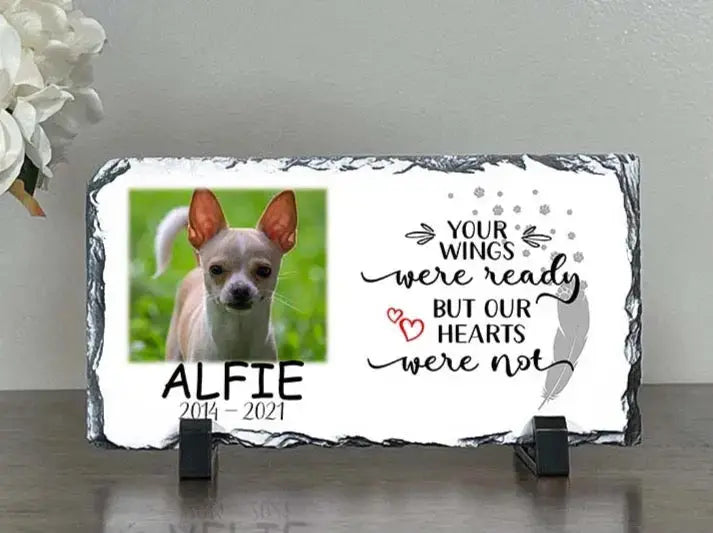 Personalized Dog Memorial Plaque Your wings were but our hearts were not Personalized Picture Keepsake