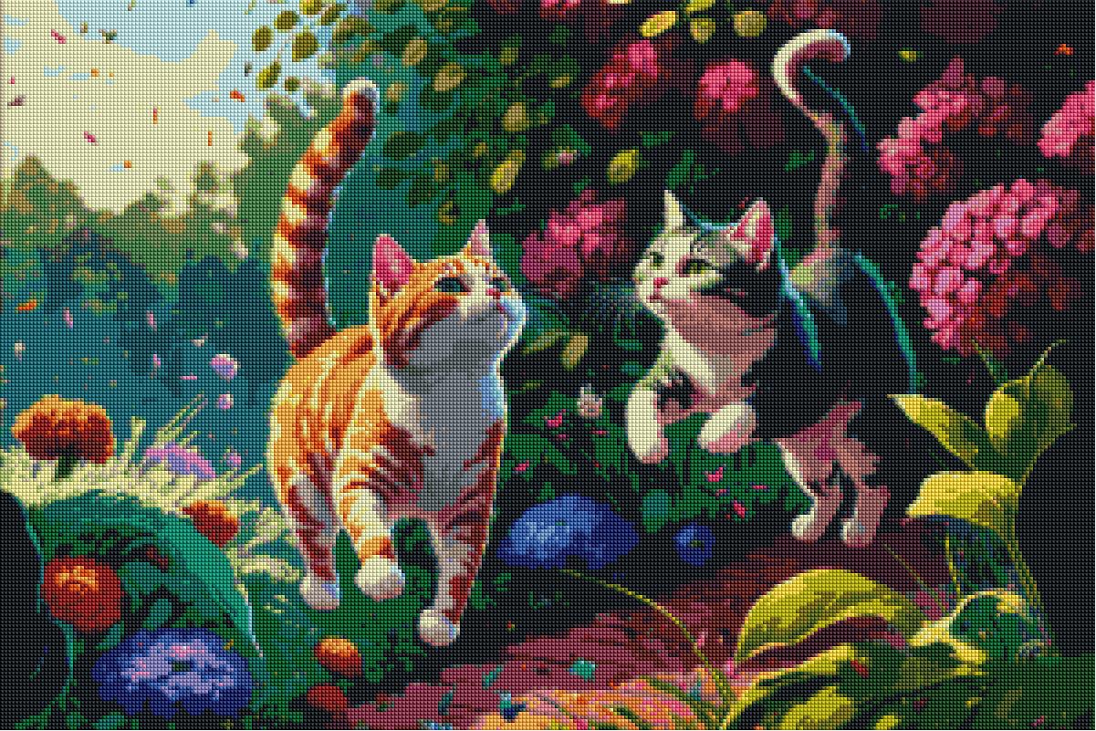 Playful Kittens in the Garden — Diamond Painting Kit