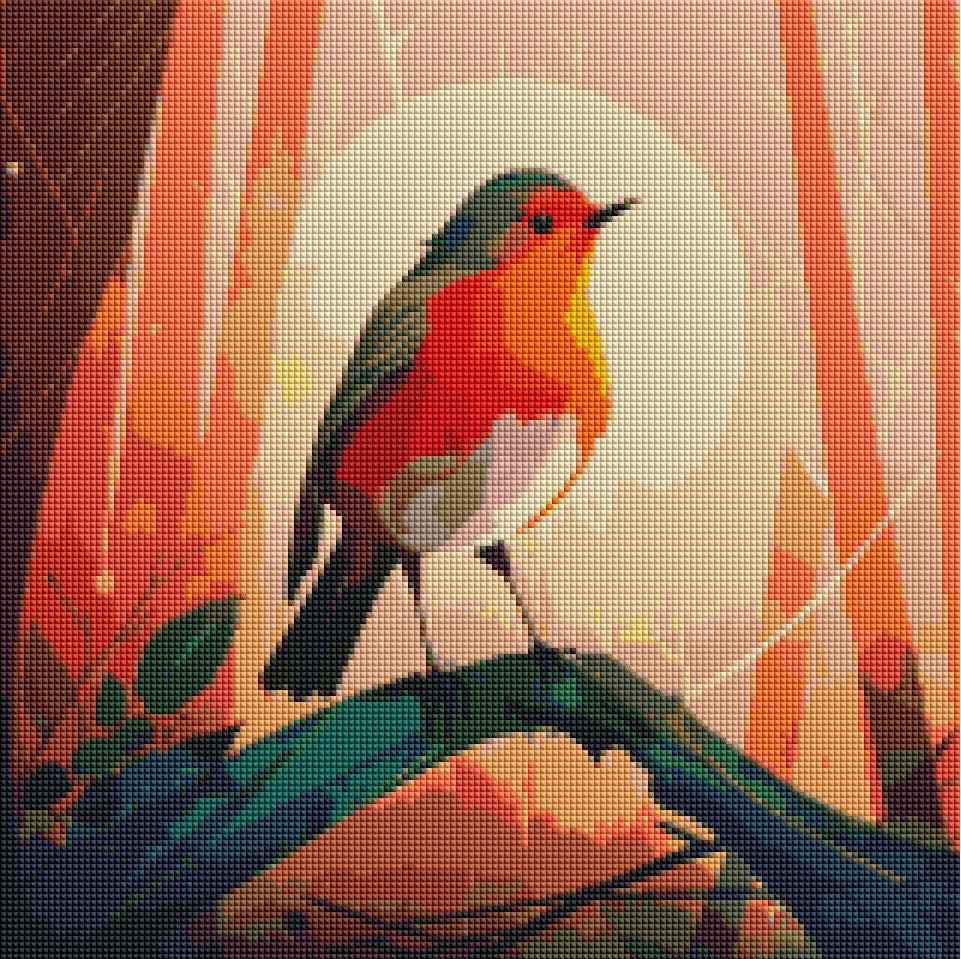Red Robin in the Forest — Diamond Painting Kit
