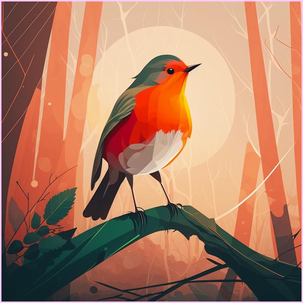 Red Robin in the Forest — Diamond Painting Kit