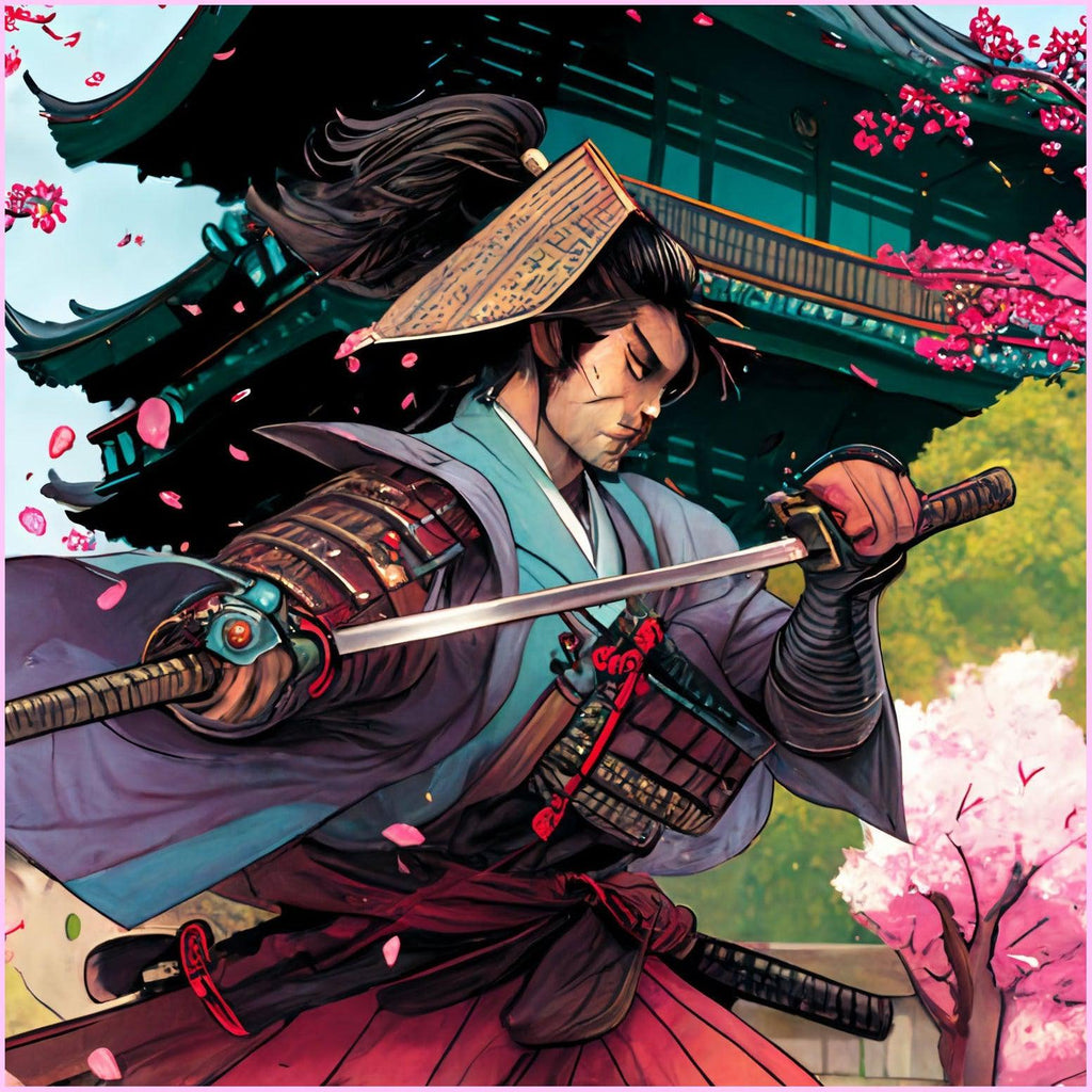 Samurai in Bloom — Diamond Painting Kit