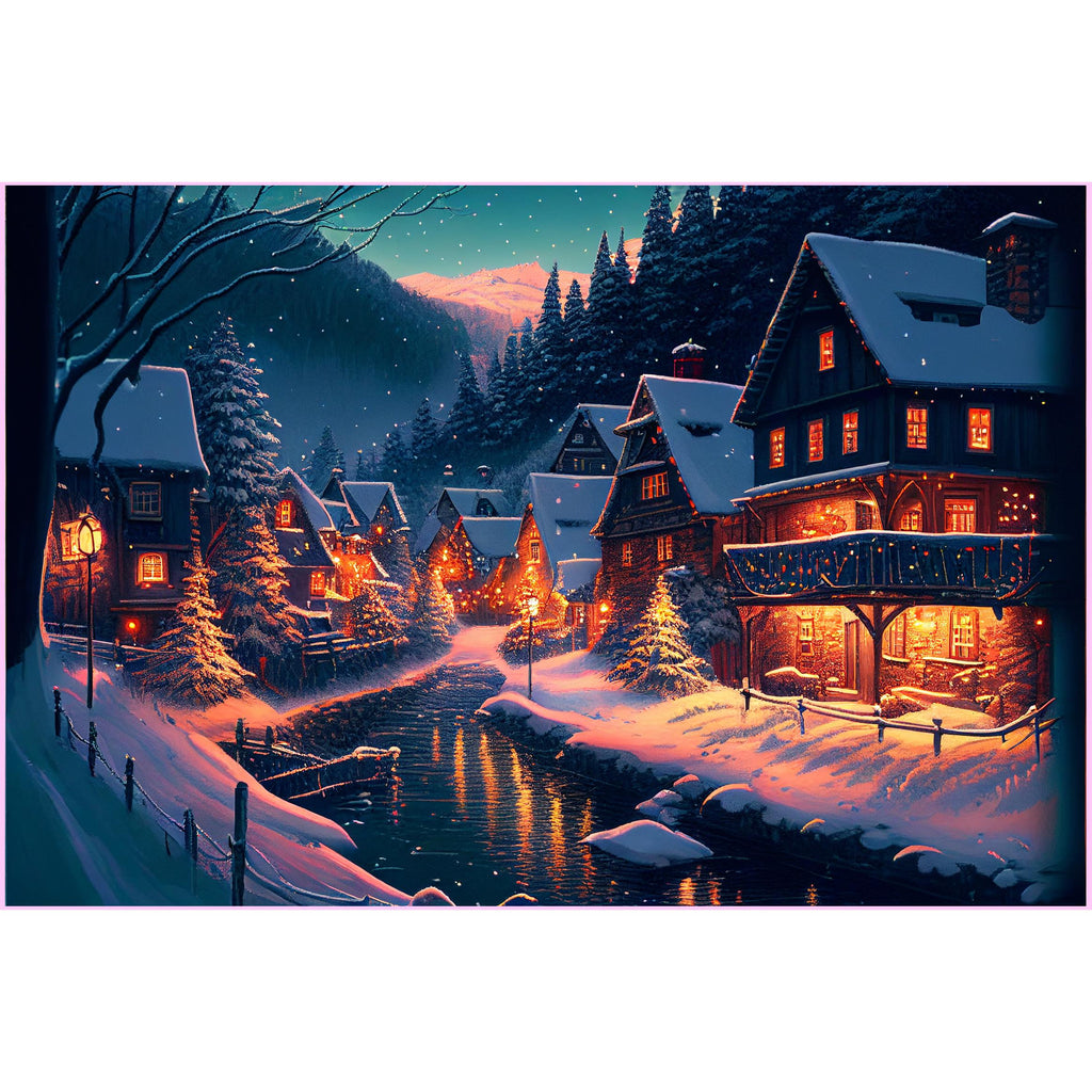 Snowy Mountain Village — Diamond Painting Kit