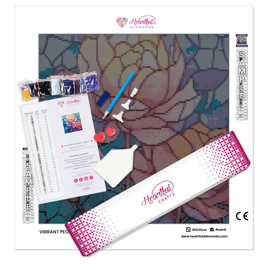 Vibrant Peony Stained Glass — Starter Diamond Painting Kit
