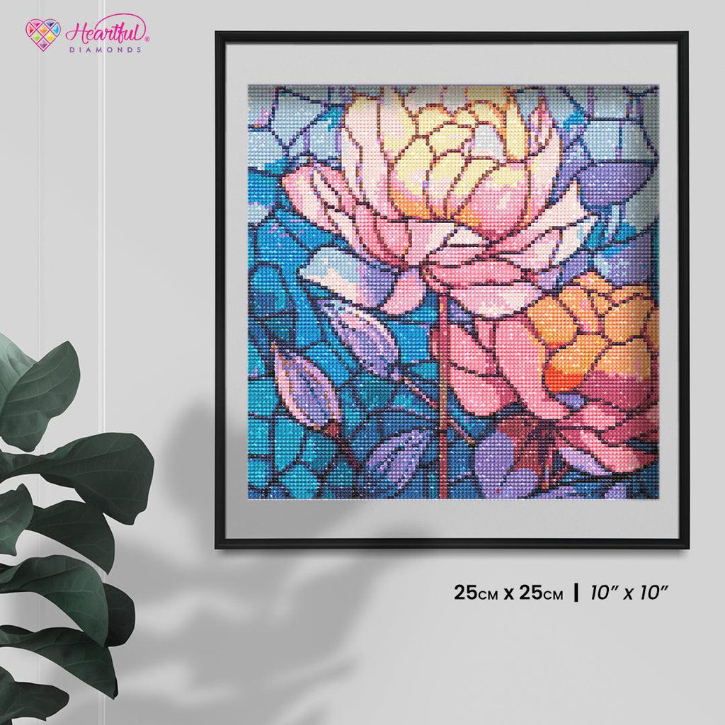 Vibrant Peony Stained Glass — Starter Diamond Painting Kit