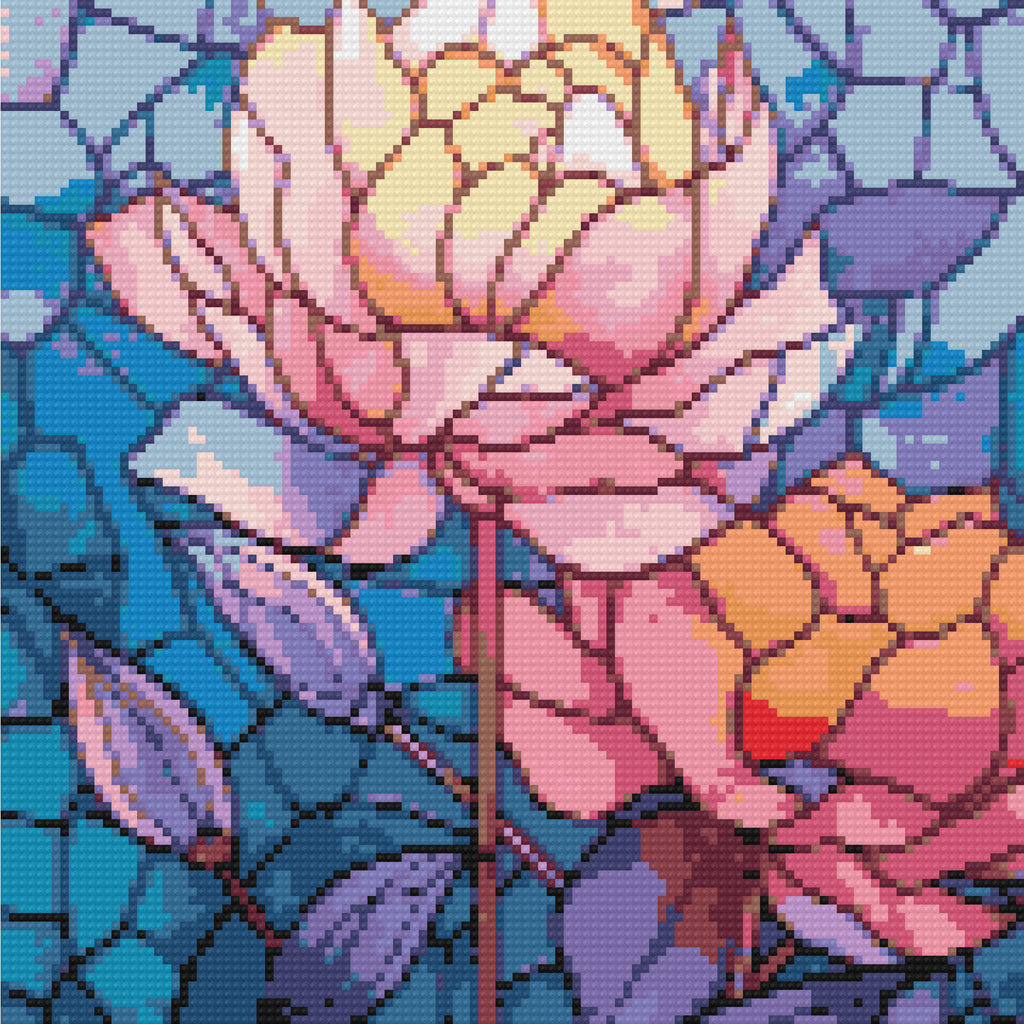 Vibrant Peony Stained Glass — Starter Diamond Painting Kit