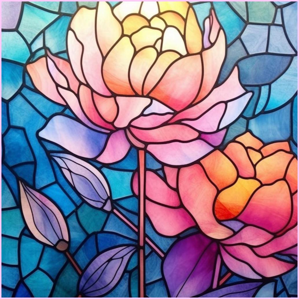 Vibrant Peony Stained Glass — Starter Diamond Painting Kit