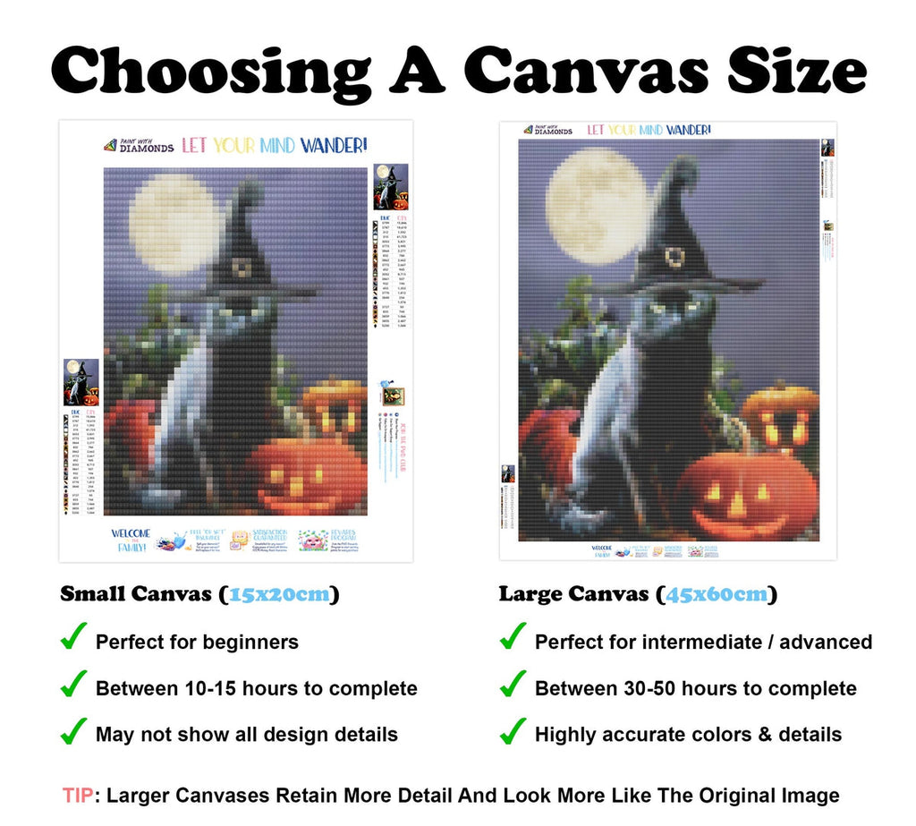 Witchy Black Halloween Cat — Diamond Painting Kit
