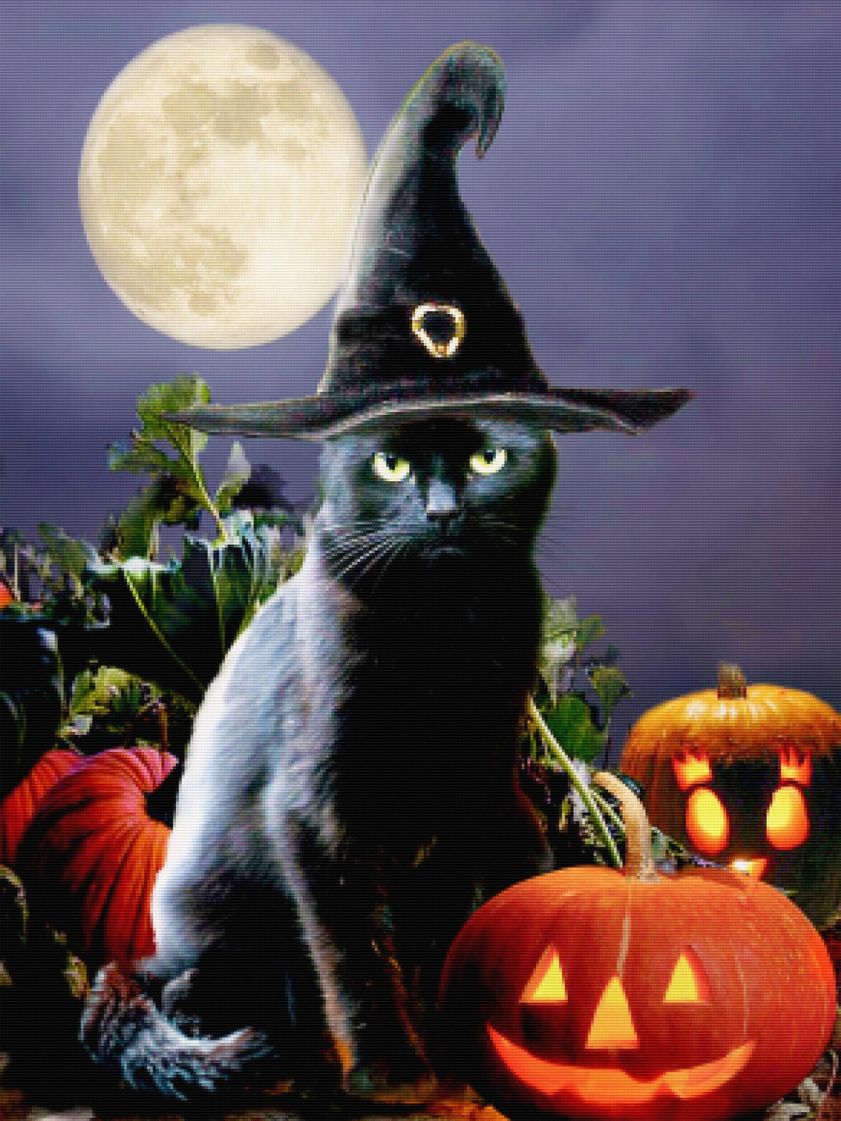 Witchy Black Halloween Cat — Diamond Painting Kit