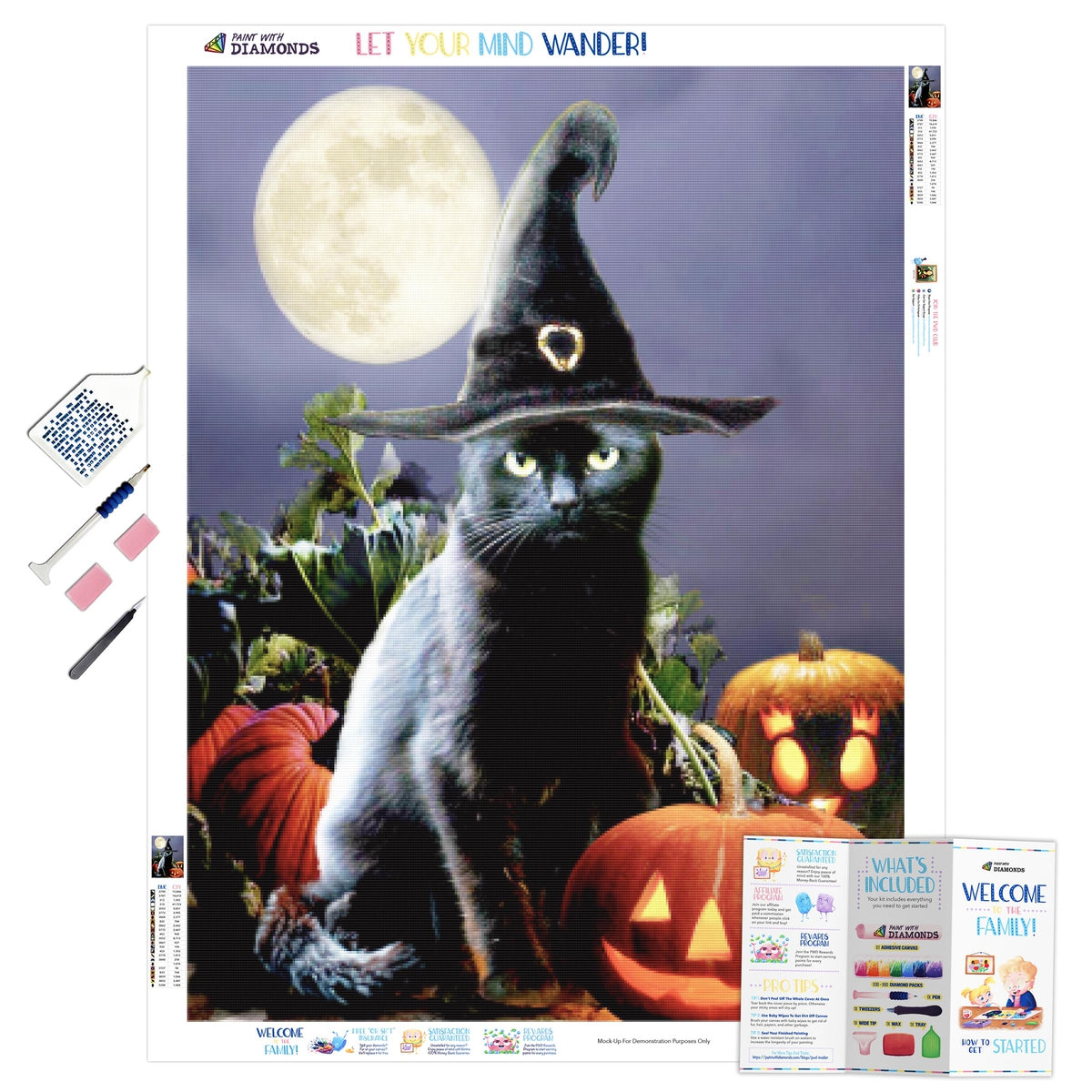 Witchy Black Halloween Cat — Diamond Painting Kit