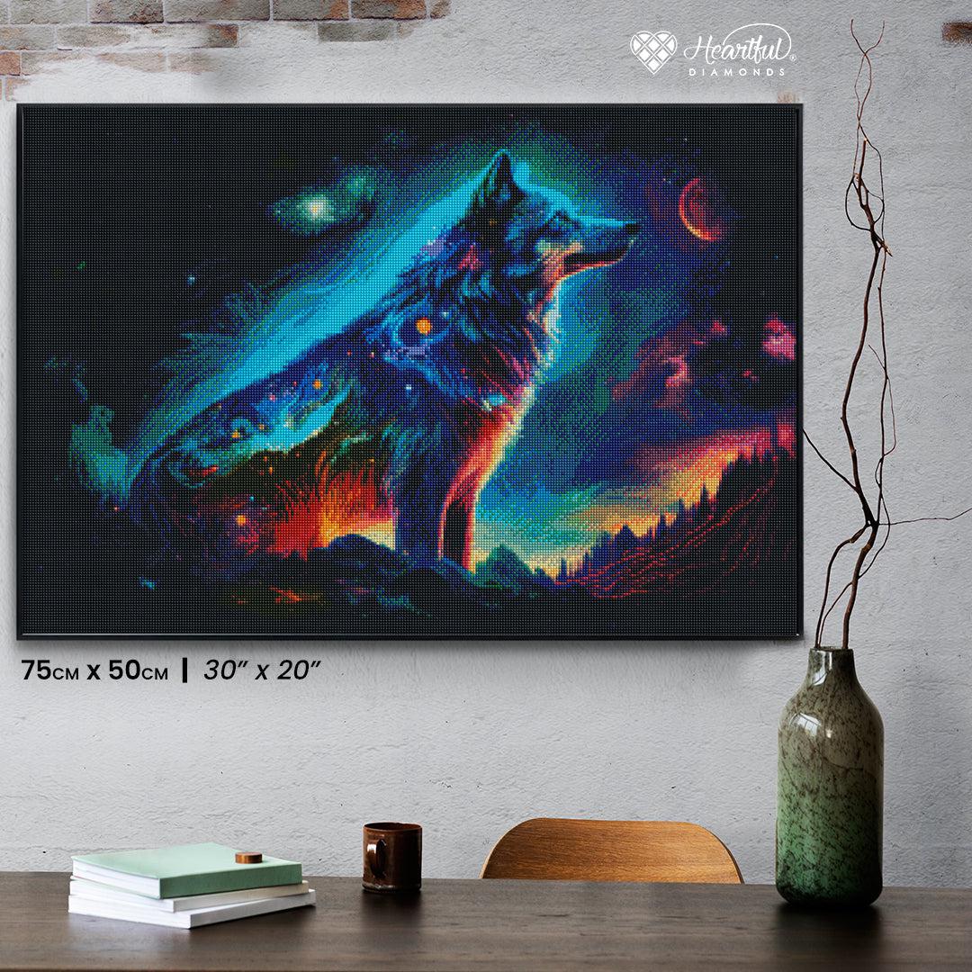 Cosmic Wolf in the Starry Sky — Diamond Painting Kit