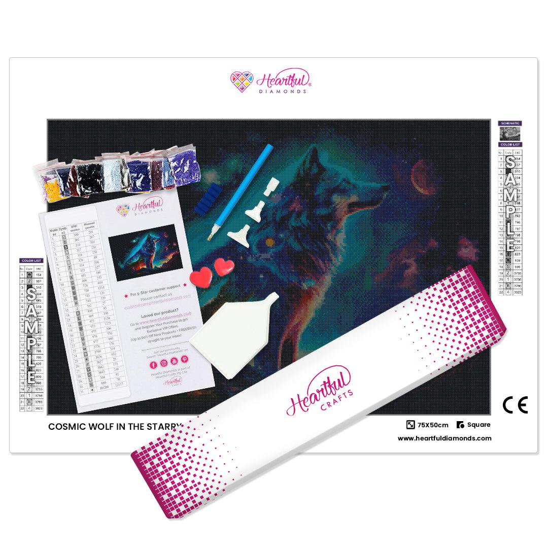 Cosmic Wolf in the Starry Sky — Diamond Painting Kit