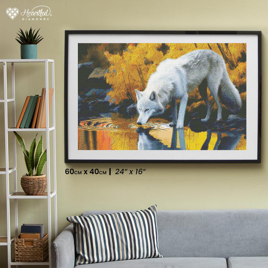 Wolf Refreshed by the Lake — Diamond Painting Kit