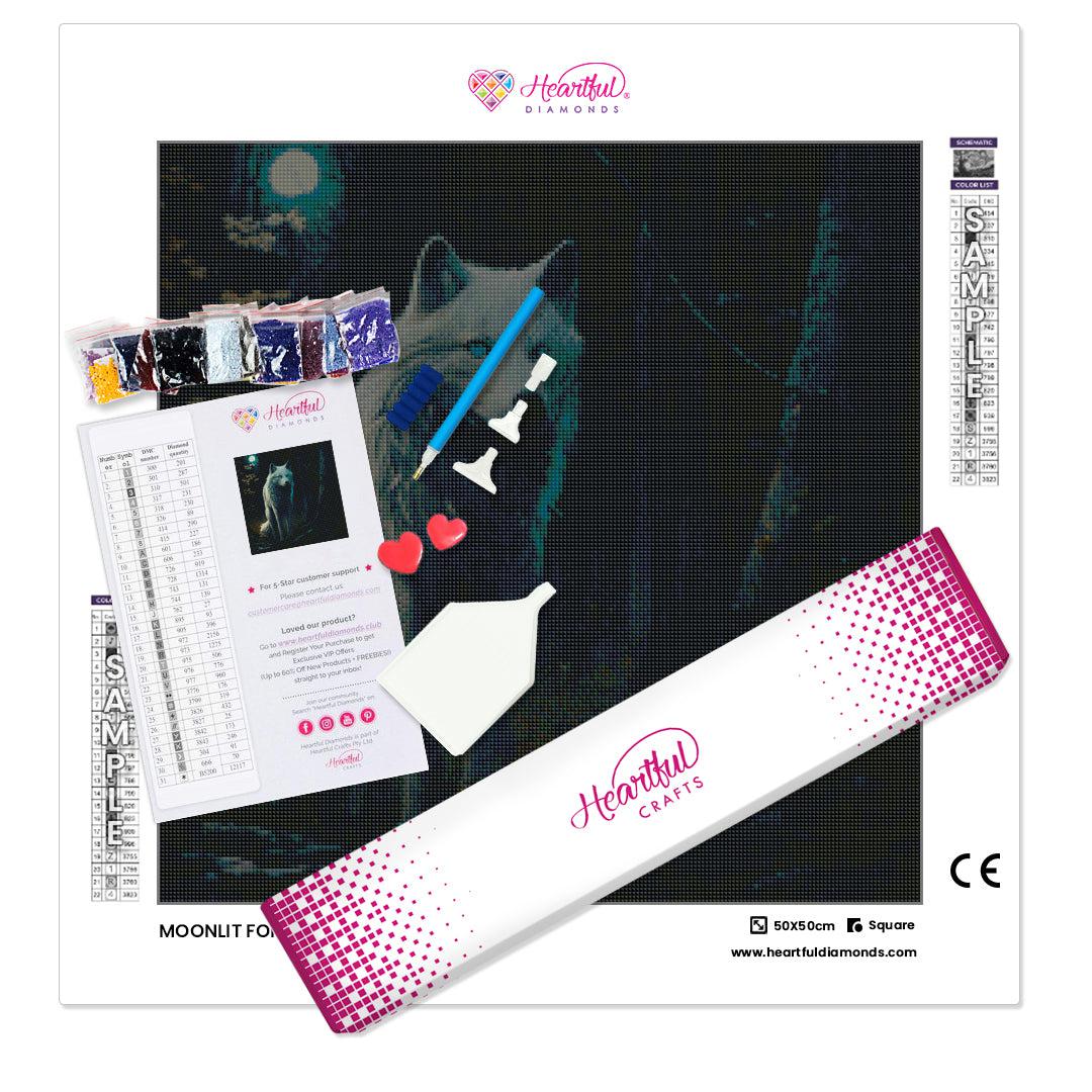 Moonlit Forest Wolf — Diamond Painting Kit