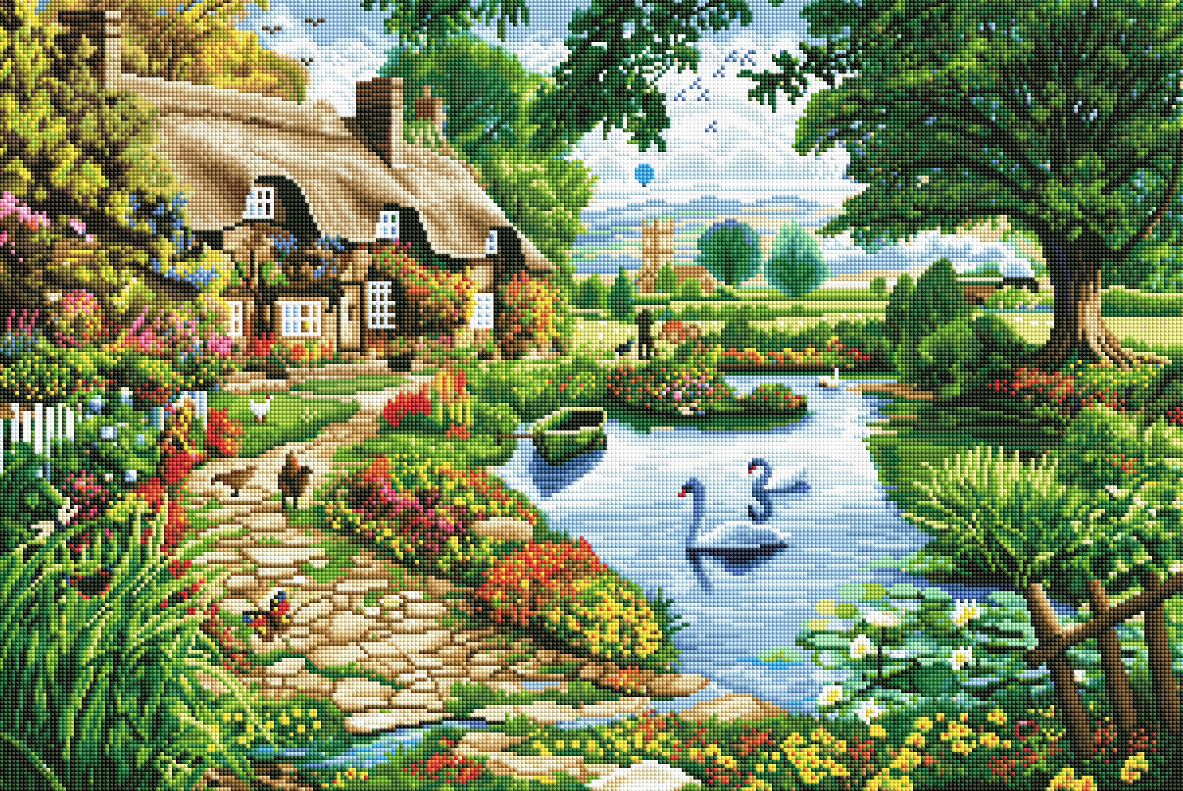 Cottage by the Lake — Diamond Painting Kit
