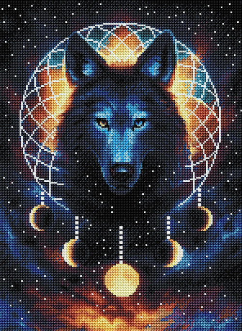 Dreamcatcher Wolf — Diamond Painting Kit