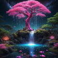 Enchanted Sakura Falls (5FD+4Crystal) — Diamond Painting Kit