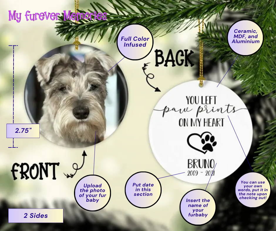 Personalized Dog Memorial Christmas Ornament You Left Paw Prints on my Heart Personalized Picture Keepsake — Diamond Painting Kit