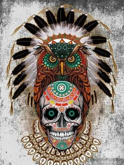Owl Sugar Skull — Diamond Painting Kit